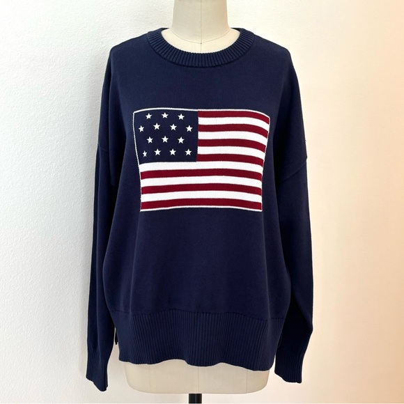 Beach Riot x Anthropologie Callie Americana Sweater NWT in Americana Navy Flag L - Picture 2 of 9